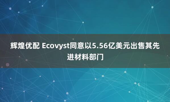 辉煌优配 Ecovyst同意以5.56亿美元出售其先进材料部门